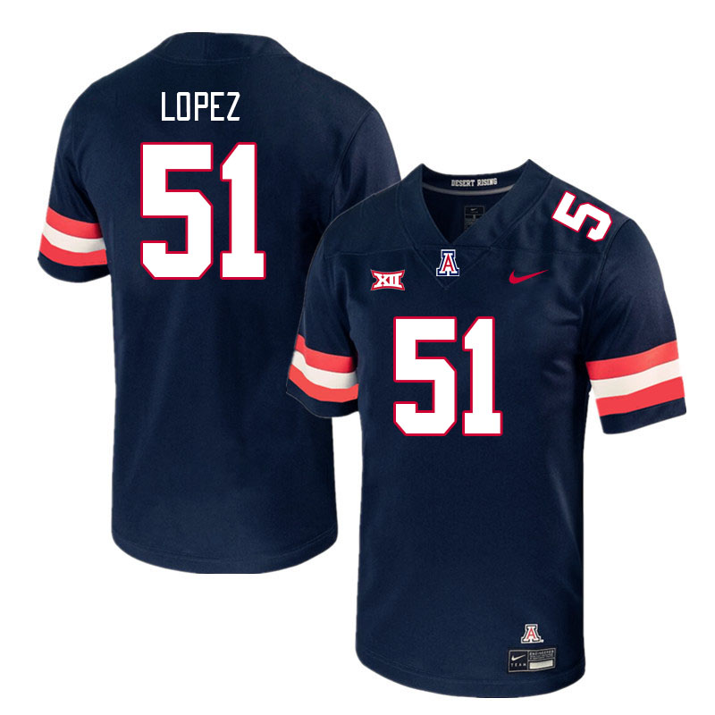 #51 Roy Lopez Arizona Wildcats Jerseys Football Stitched-Navy
